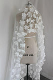 Long Tulle Ivory Wedding Veils with Hand Made Flowers, Wedding Veils STF15583