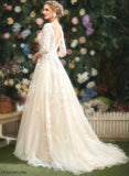 With V-neck Court Wedding Dresses Yaretzi A-Line Train Wedding Sequins Dress