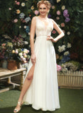 With Lace Floor-Length A-Line V-neck Sequins Wedding Wedding Dresses Dress Miriam Chiffon