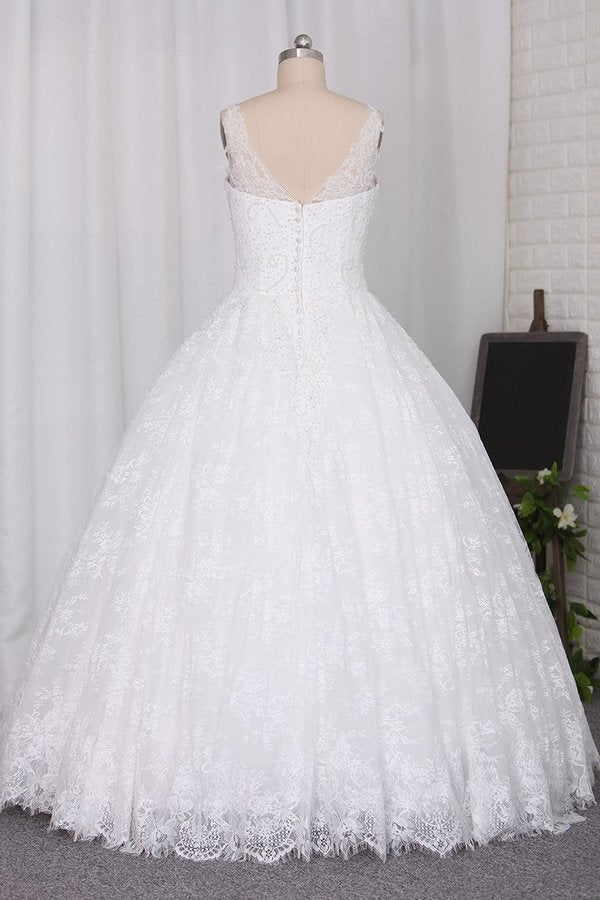 2024 New Wedding Dress Ball Gown Spaghetti Straps Floor-Length Lace P2NQ469P