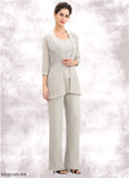 Mila Jumpsuit/Pantsuit Scoop Neck Floor-Length Chiffon Lace Mother of the Bride Dress STF126P0014632