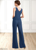 Milagros Jumpsuit/Pantsuit Scoop Neck Floor-Length Chiffon Mother of the Bride Dress With Lace STF126P0014687