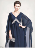 Minnie Empire V-neck Floor-Length Chiffon Mother of the Bride Dress With Ruffle Beading Sequins STF126P0014724