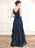 Mireya A-Line V-neck Asymmetrical Chiffon Mother of the Bride Dress With Beading Sequins Cascading Ruffles STF126P0014733