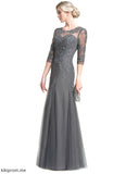 Irene A-Line/Princess Scoop Neck Floor-Length Tulle Mother of the Bride Dress With Beading Sequins STF126P0014782