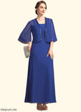 Hazel A-Line Square Neckline Ankle-Length Chiffon Mother of the Bride Dress With Ruffle STF126P0014982