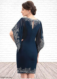 Nora Sheath/Column V-neck Knee-Length Chiffon Lace Mother of the Bride Dress With Sequins STF126P0014983