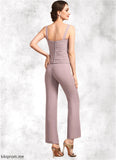 Lilia Jumpsuit/Pantsuit Square Neckline Ankle-Length Chiffon Mother of the Bride Dress With Ruffle STF126P0014984
