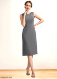 Helen Sheath/Column Scoop Neck Knee-Length Chiffon Mother of the Bride Dress With Lace STF126P0014986