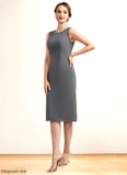 Helen Sheath/Column Scoop Neck Knee-Length Chiffon Mother of the Bride Dress With Lace STF126P0014986
