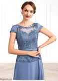 Abbey A-Line Scoop Neck Floor-Length Chiffon Lace Mother of the Bride Dress STF126P0014989