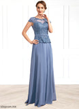 Abbey A-Line Scoop Neck Floor-Length Chiffon Lace Mother of the Bride Dress STF126P0014989