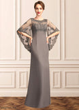 Avah Sheath/Column Scoop Neck Floor-Length Chiffon Lace Mother of the Bride Dress STF126P0014996