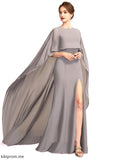 Jeanie Sheath/Column Scoop Neck Sweep Train Chiffon Mother of the Bride Dress With Split Front STF126P0015000