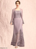 Felicity Trumpet/Mermaid Square Neckline Asymmetrical Chiffon Lace Mother of the Bride Dress STF126P0015001