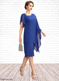 Helen Sheath/Column V-neck Knee-Length Chiffon Mother of the Bride Dress With Beading Sequins STF126P0015013