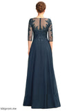 Cheyenne A-Line V-neck Floor-Length Chiffon Lace Mother of the Bride Dress With Sequins Split Front STF126P0015014