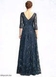 Lila A-Line V-neck Floor-Length Lace Mother of the Bride Dress With Sequins STF126P0015015