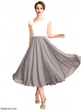 Sophie A-Line V-neck Tea-Length Chiffon Mother of the Bride Dress With Ruffle Beading Sequins STF126P0015016