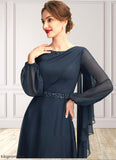 Ada A-Line Scoop Neck Tea-Length Chiffon Mother of the Bride Dress With Beading Sequins STF126P0015018