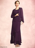 Emily Sheath/Column Scoop Neck Ankle-Length Chiffon Mother of the Bride Dress With Beading Sequins STF126P0015024
