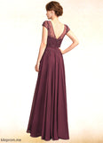 Emilie A-Line V-neck Floor-Length Chiffon Mother of the Bride Dress With Beading Sequins STF126P0015028