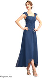 Frederica A-Line Square Neckline Asymmetrical Chiffon Lace Mother of the Bride Dress STF126P0015034