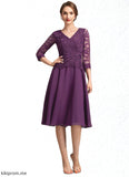 Savanah A-Line V-neck Knee-Length Chiffon Lace Mother of the Bride Dress With Beading Sequins STF126P0015035