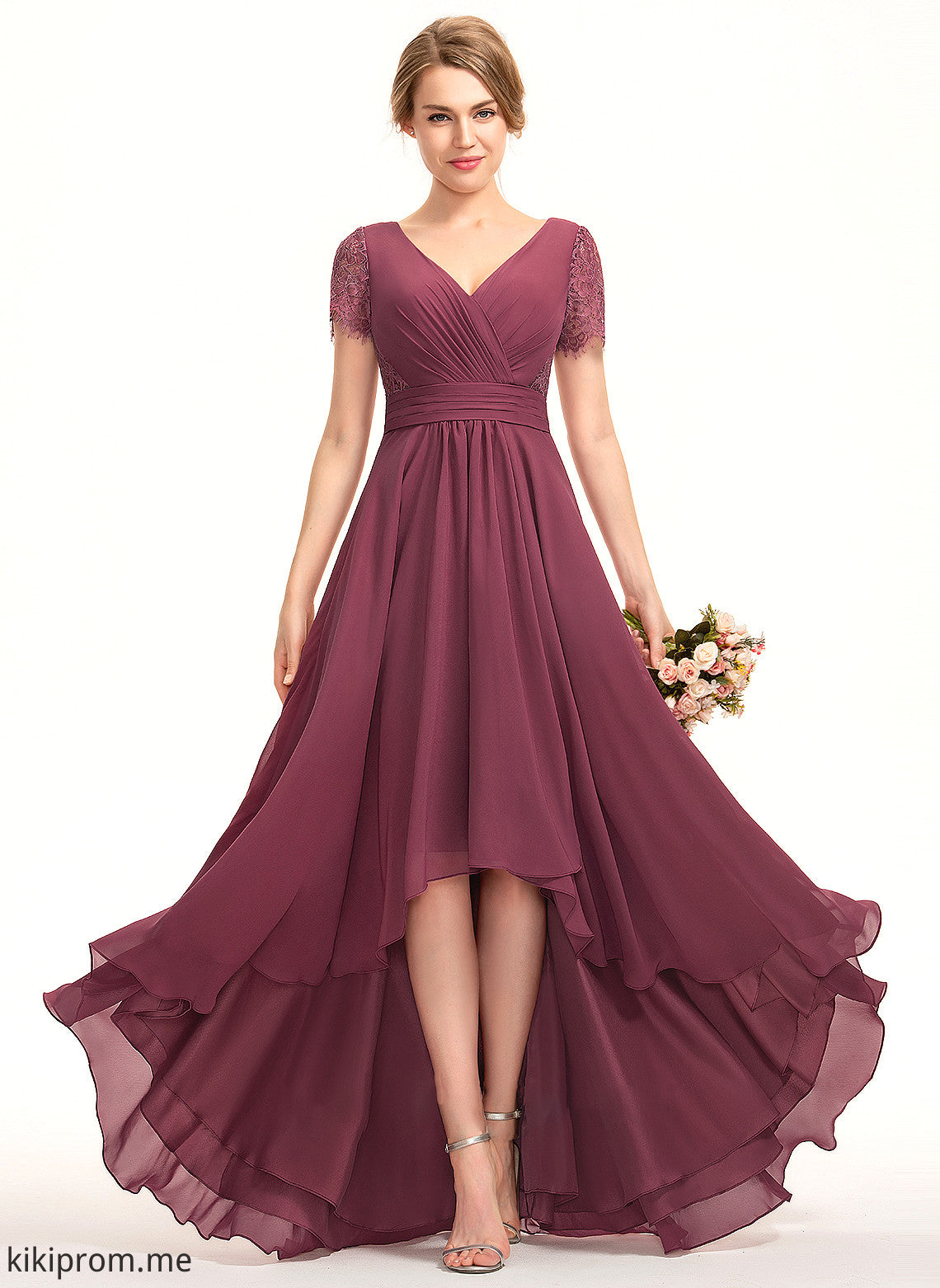 Ruffle A-Line Length V-neck Asymmetrical Fabric Neckline Embellishment Silhouette Azaria Bridesmaid Dresses