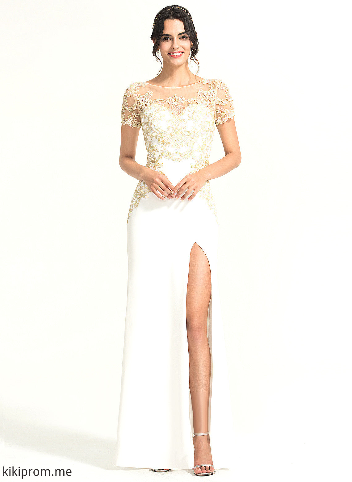 Wedding Dresses Dress Crepe Wedding Stretch Lace Floor-Length Karla Sheath/Column Scoop