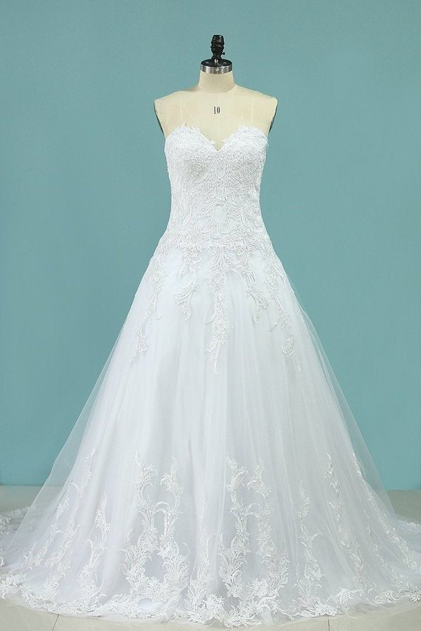 2024 New Arrival Wedding Dresses Sweetheart Tulle With Applique PL38GATM