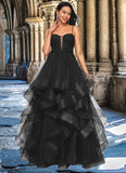 Monserrat Ball-Gown/Princess Sweetheart Floor-Length Tulle Prom Dresses With Appliques Lace Sequins STFP0022220