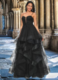 Monserrat Ball-Gown/Princess Sweetheart Floor-Length Tulle Prom Dresses With Appliques Lace Sequins STFP0022220