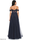 Miley Ball-Gown/Princess Off the Shoulder Floor-Length Tulle Prom Dresses With Appliques Lace Sequins STFP0022221