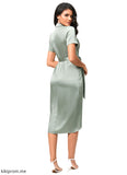 Lily Sheath/Column V-Neck Asymmetrical Satin Cocktail Dress With Bow STFP0022488
