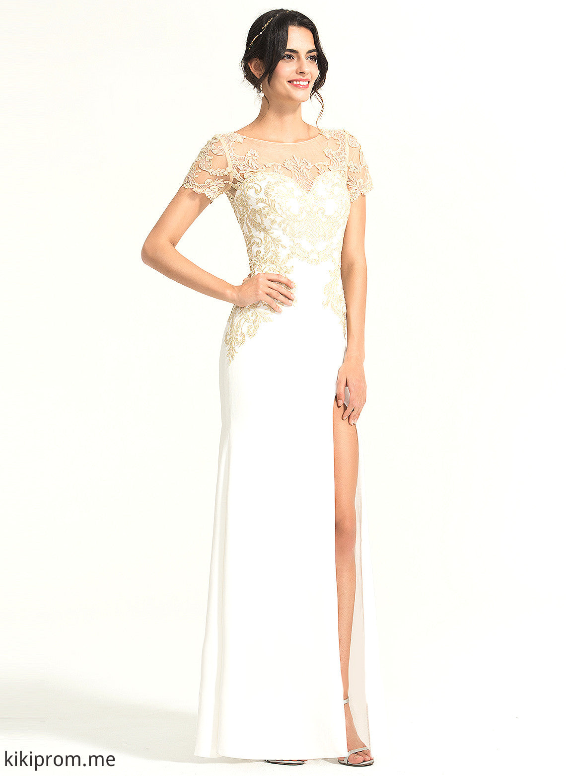 Wedding Dresses Dress Crepe Wedding Stretch Lace Floor-Length Karla Sheath/Column Scoop