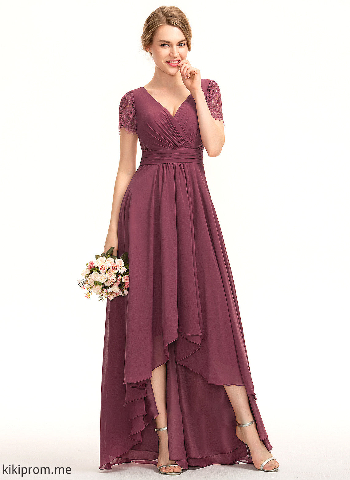 Ruffle A-Line Length V-neck Asymmetrical Fabric Neckline Embellishment Silhouette Azaria Bridesmaid Dresses