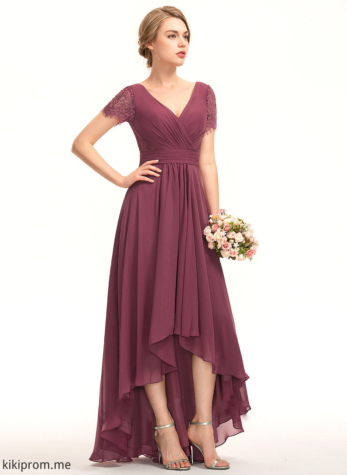 Ruffle A-Line Length V-neck Asymmetrical Fabric Neckline Embellishment Silhouette Azaria Bridesmaid Dresses