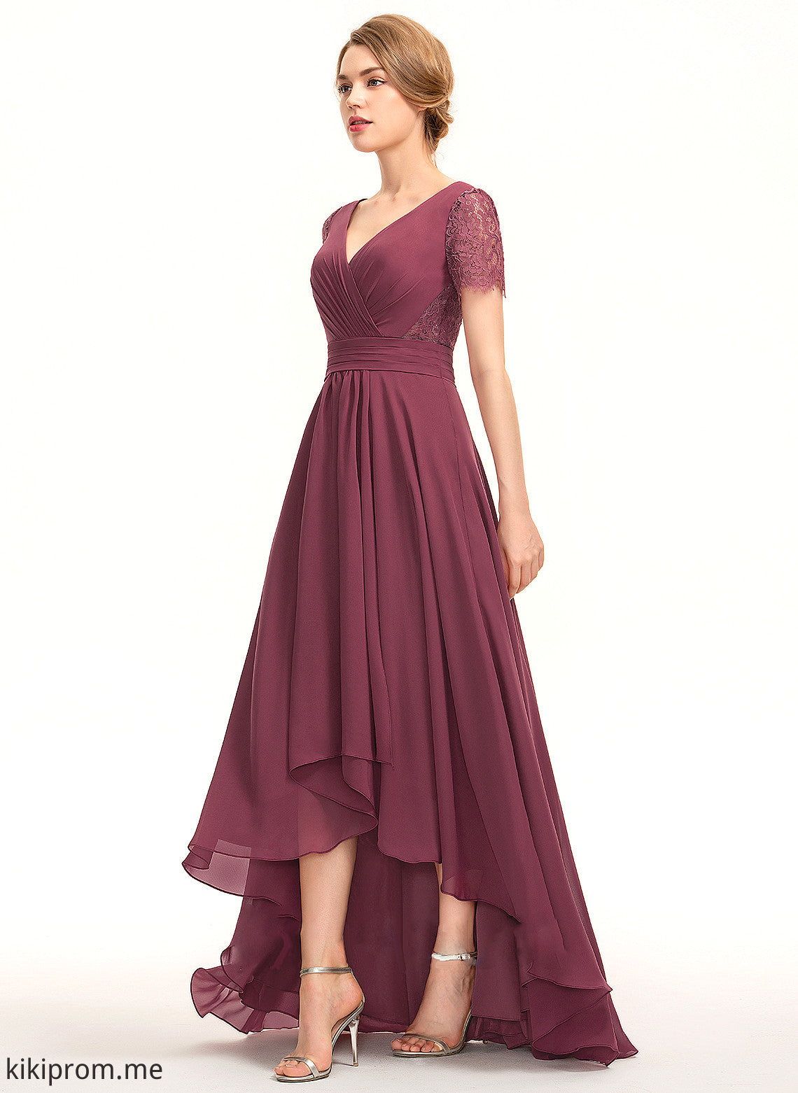 Ruffle A-Line Length V-neck Asymmetrical Fabric Neckline Embellishment Silhouette Azaria Bridesmaid Dresses