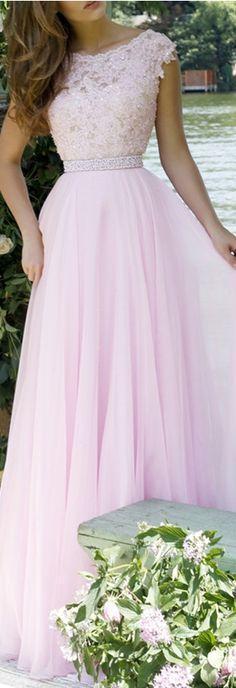 Pink Lace Bodice Prom Dresses Modest Long Evening Gowns For Formal Women Party Gown