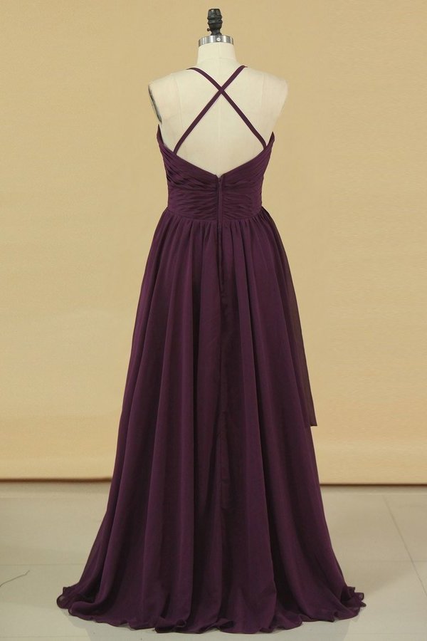 2024 Open Back Spaghetti Straps A Line Bridesmaid Dresses PG8RZALS