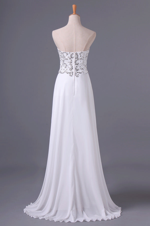 2024 Popular Prom Dresses Sweetheart Chiffon With Beading Floor Length PYNTPS2M