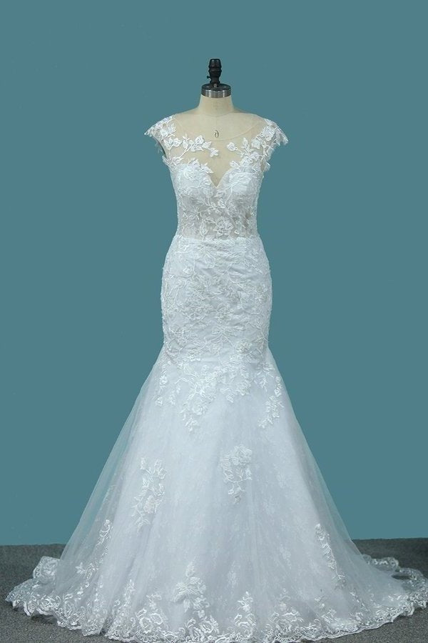 2024 Scoop Open Back Lace Wedding Dresses P18D6JXG