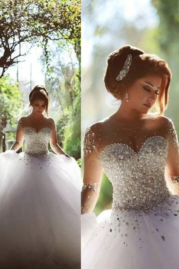 2024 Scoop Wedding Dresses A Line With Beading P44HHFSX