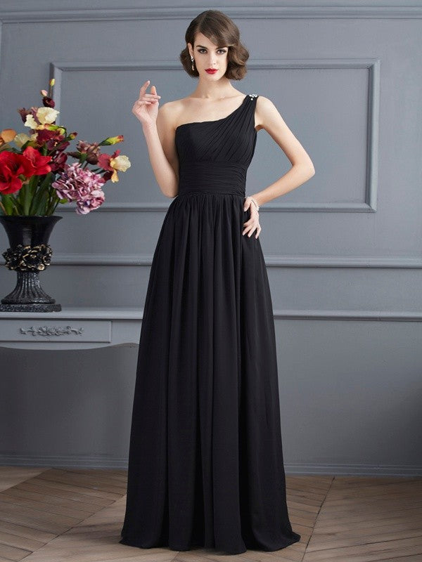 A-Line/Princess One-Shoulder Sleeveless Chiffon Long Mother of the Bride Dresses TPP0007406