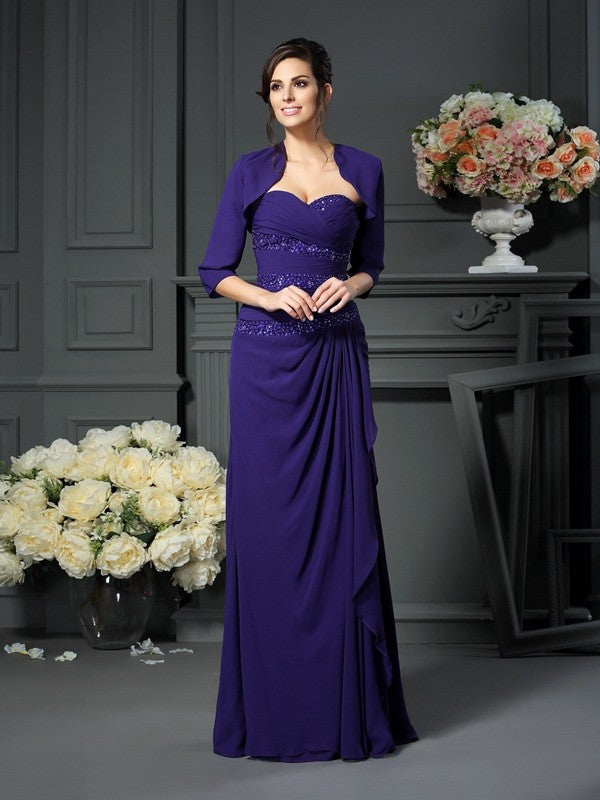 A-Line/Princess Sweetheart Beading Sleeveless Long Chiffon Mother of the Bride Dresses TPP0007412