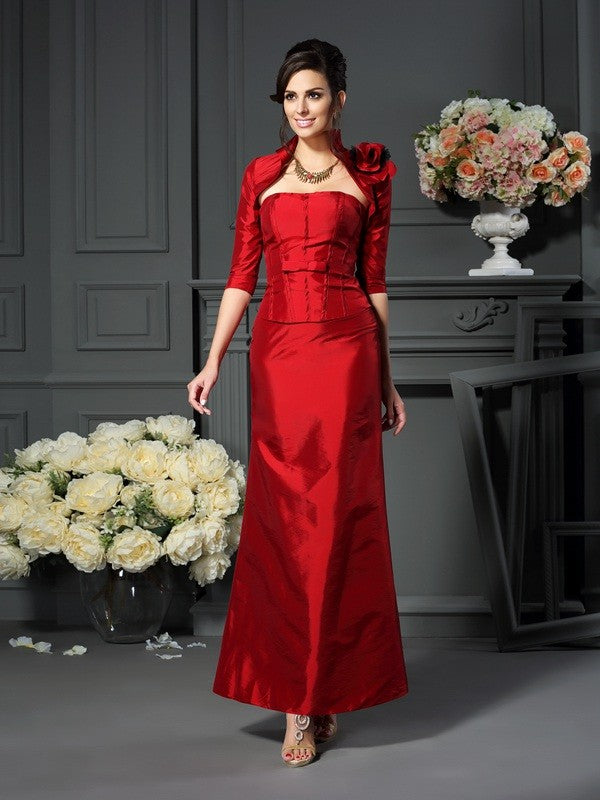 A-Line/Princess Strapless Hand-Made Flower Sleeveless Long Taffeta Mother of the Bride Dresses TPP0007441