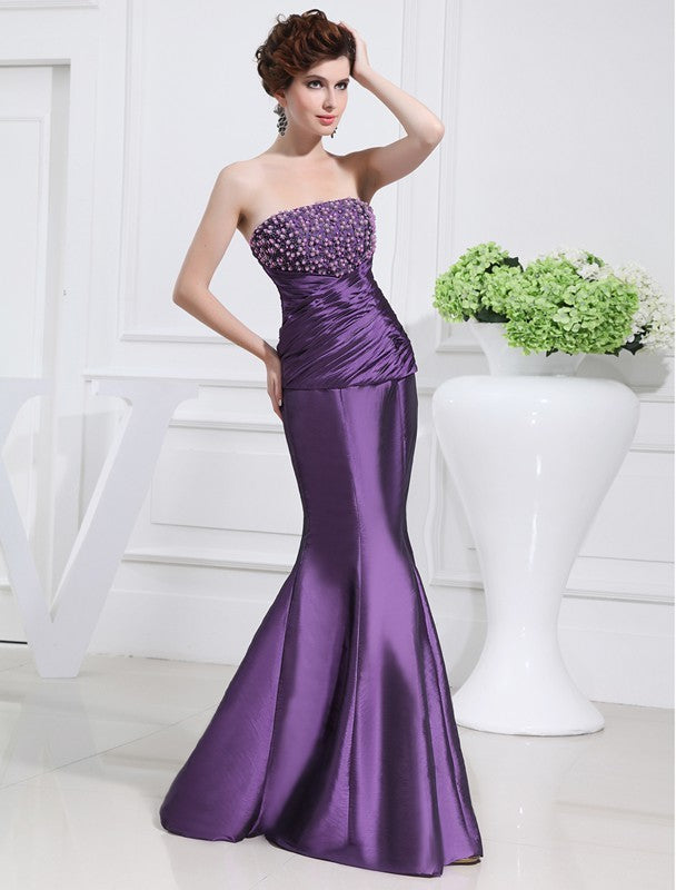 Trumpet/Mermaid Beading Strapless Sleeveless Long Taffeta Mother of the Bride Dresses TPP0007417