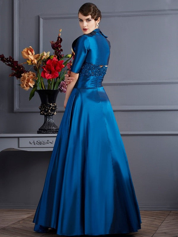 A-Line/Princess Sweetheart Sleeveless Applique Long Taffeta Mother of the Bride Dresses TPP0007448