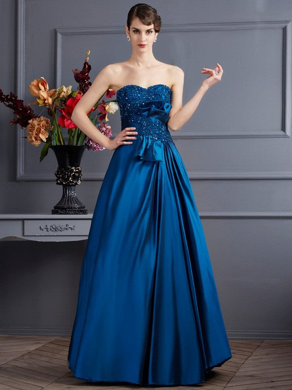 A-Line/Princess Sweetheart Sleeveless Applique Long Taffeta Mother of the Bride Dresses TPP0007448